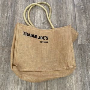 Trader Joes reusable burlap tote bag